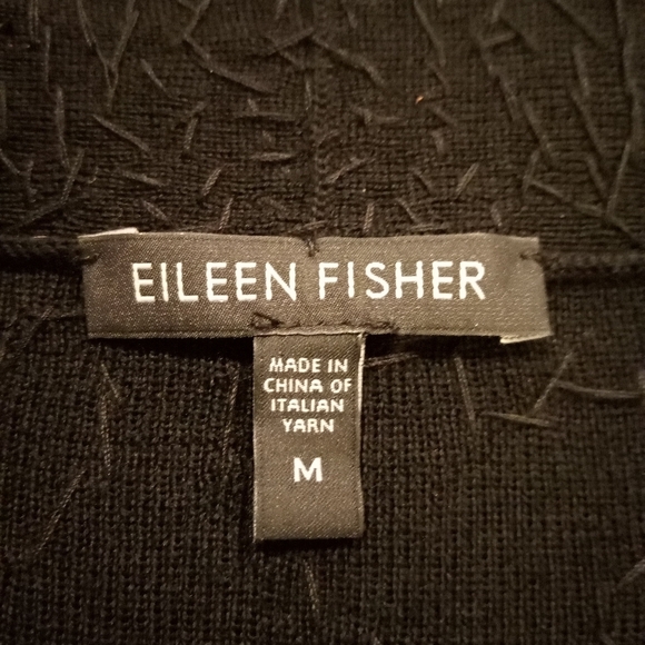 Eileen Fisher Wool Black Beaded Bling Cardigan Sweater Bolero Duster Jacket, M - Picture 3 of 4